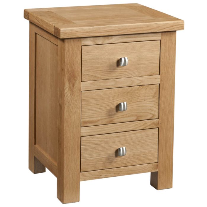 Dawlish Light Oak 3 Drawer Bedside