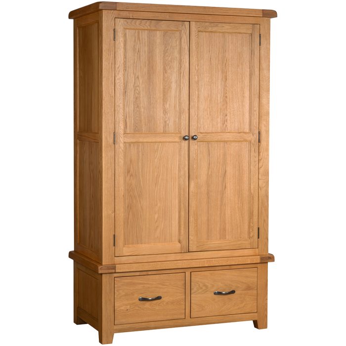 Salisbury Oak Gents Wardrobe With 2 Drawers